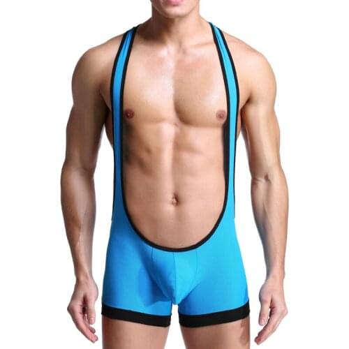 Men Bodysuit Undershirt Sexy Underwear Breathable U-convex Men Tank Tops Guy Undershirt Jumpsuit Male Shorts Sleepwear Nightwear