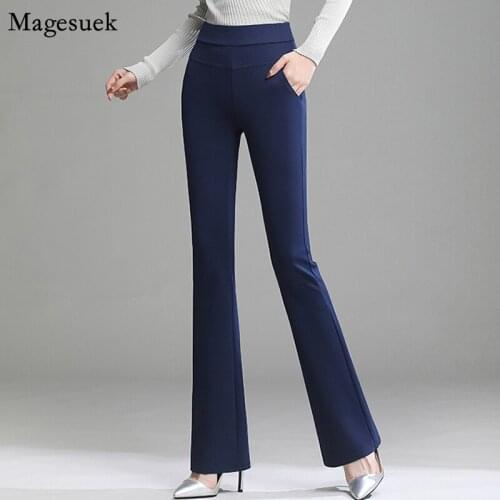 Autumn Winter Women High Waist Flare Pants Plus Size 4XL Solid Sweatpants Women Trousers Straight Fit Casual Korean Pants 11516