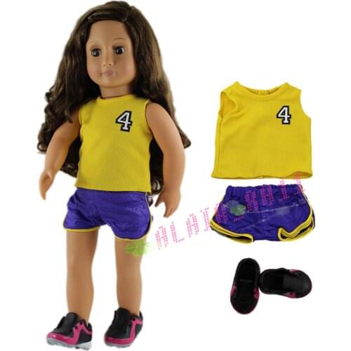 Hot High Quality Doll Clothes sportswear+Shoes for 18'' American Handmade Clothes