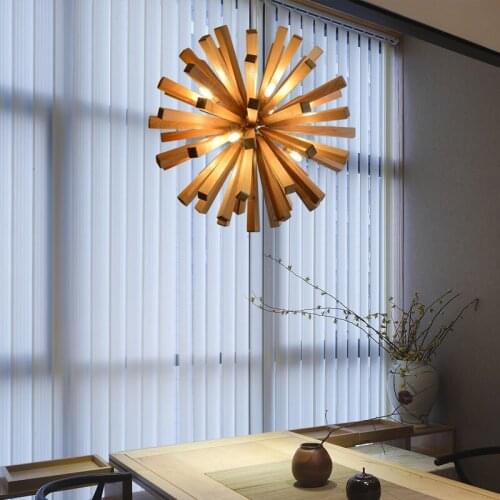 Nordic Dandelion Wooden Pendant Lights For Living Tea Dining Room Art Creative New Chinese Hanglamp Personality Lighting Decor