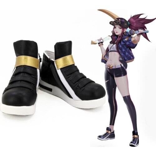 LOL KDA Akali Cosplay Shoes Boots Black Purple 2 Colors Custom Made Halloween Carnival For Women Girls