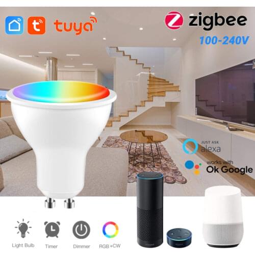 1-10pcs Tuya Zigbee Gu10 Smart LED Night Light Bulbs 4W RGBCW Smart Home APP Smart Life Remote Voice Control Alexa Google Home