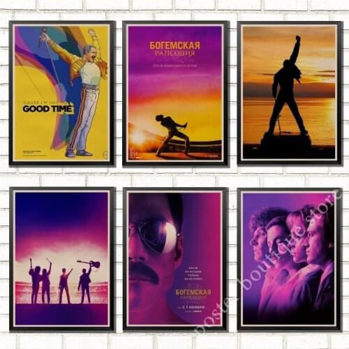 Vintage Bohemian Rhapsody Freddie Mercury Queen 2018 Music Movie Poster Kraft Paper Modern Home Wall Wall Decor