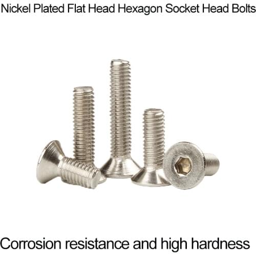 Standard din7991 nickel plated 10.9 grade countersunk head socket head screw flat head socket head bolt M1. 6-m8 10PCS