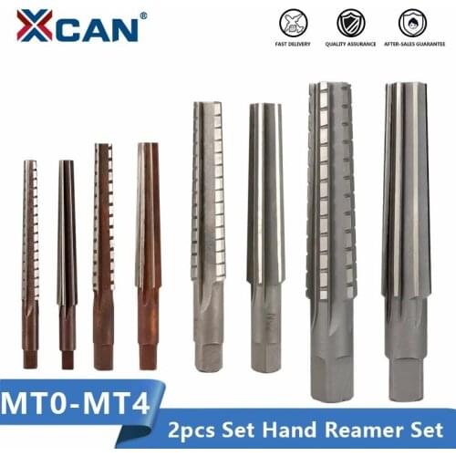 XCAN Hand Reamers 2pcs MT0/MT1/MT2/MT3/MT4 Steel Fine/Rough-Edge Morse Taper Reamer For Milling Finishing Cutter Tool