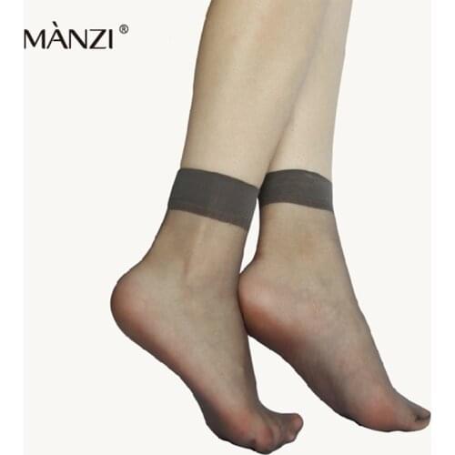 MZ12F03 MANZI Womens Crystal Silk Invisible Short Socks No Show Leisure Fashion Thin Socks for Spring Summer