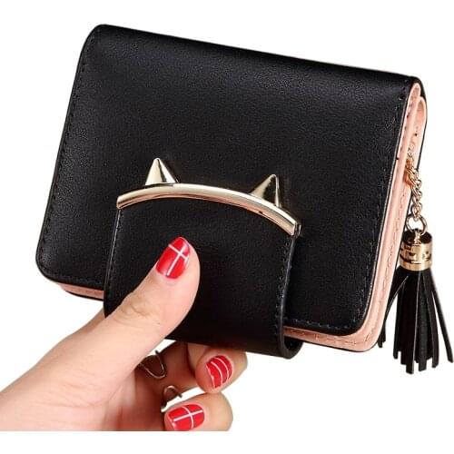Lady Coin Purse Cute Cat Animal Mini Wallet Women Clutch Money Bags Female Purses Cards ID Holder Tassel Zipper Hasp Wallets Bag
