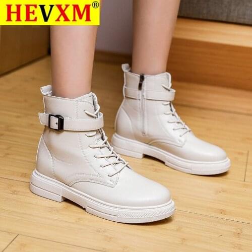 Winter Ankle Snow Boots For Women Female Genuine Leather White Boots Lace Up Bota Feminina Shoes For Women Botas Mujer 35-40