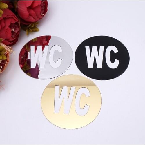 1 pcs WC door Sign Mirror Wall Stickers Self-adhesion Acrylic Sticker for Home Decoration