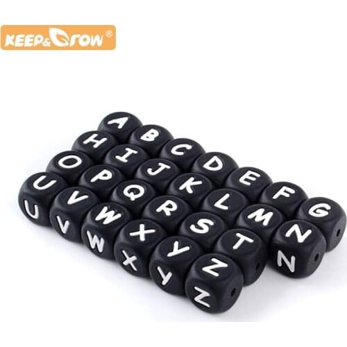 Keep&Grow 100pcs Baby Personalise Silicone English Letter Beads Molar Pacifier Chain Letter Customization Featured Newborn Gifts