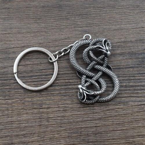 12pcs Loki Viking Keychain Twin Dragon Intertwined Keyring Norse Scandinavian Jewelry
