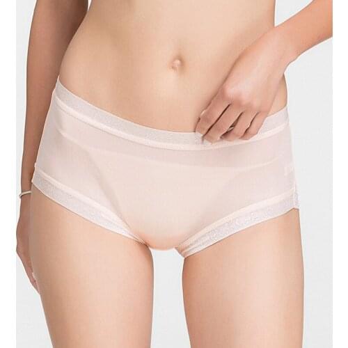 Birdsky, 3PCS mulberry silk viscose fiber women boxer panties underwear,lace band mid waist,soft thin quick dry,6 colors. HC-19