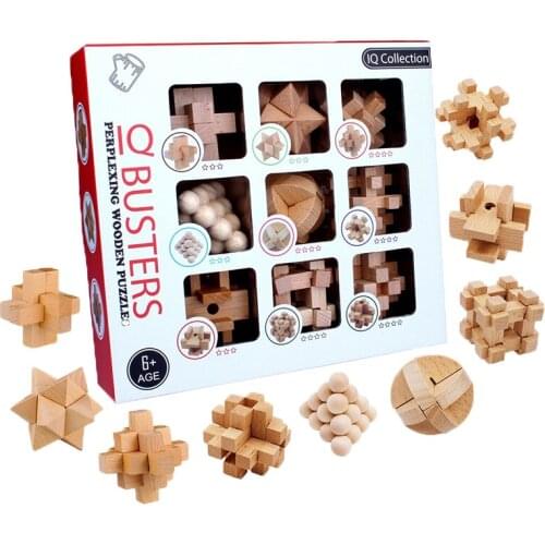 3D Wooden Kong Ming Lock Luban Lock IQ Brain Teaser Game Puzzle Kids Adult Toys Mind Handmade Educational Toy For Children