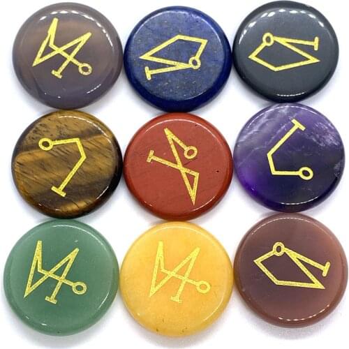 4pcs / Set Exquisite Natural Stone Lapis Lazuli Symbol Reiki Stone Crystal Healing Stone Divination Stone Reiki Healing Set 25mm