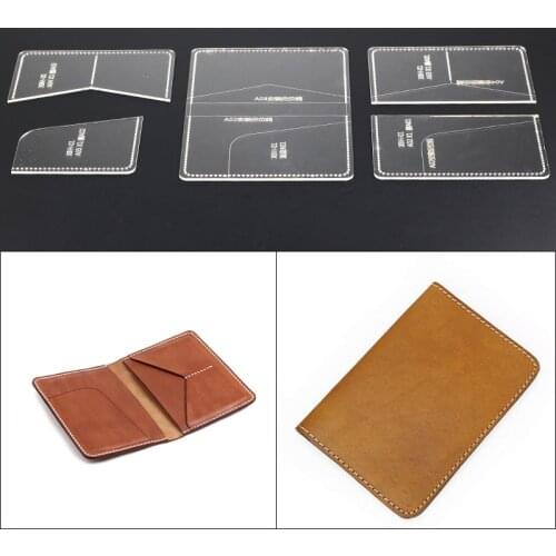 5pcs Practical Acrylic Wallet Card Bag Transparent Templates Leather Craft Pattern Stencil Leather Tool acrylic leather template