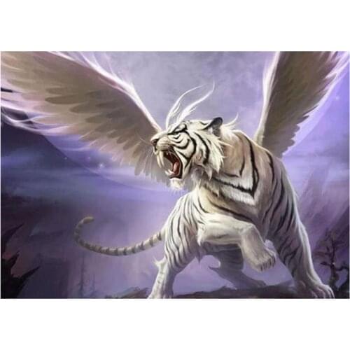 5D DIY Full Round/Square Diamond Painting Animal White Tiger 3D Embroidery Cross Stitch Rhinestone Mosaic Home Decor Gift Y139
