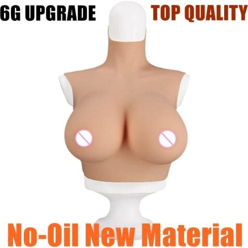 6G Upgrade New High Collar Neck Fake Artificial Boob Realistic Silicone Breast Forms Crossdresser Shemale Transgender Drag Queen