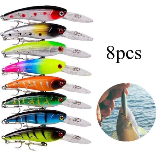 8pcs/set Multicolor Minnow Fishing Lures 9cm 8.3g Pesca Jig Fishing Hook Artificial Bait Kit