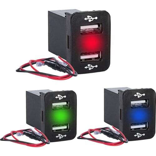 2USB Port 12-24V Car Cigarette Lighter Socket Power Adapter with LED Digital Voltmeter Meter Monitor For Toyota Usb Car Charger