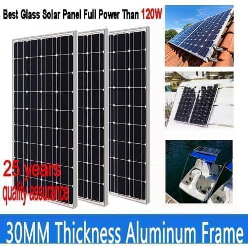 Aluminum Frame Glass Solar Panel 300W Rigid Panel Solar 100W 12V Highest Power Can Reach 120W More Life Time Of 25 Year