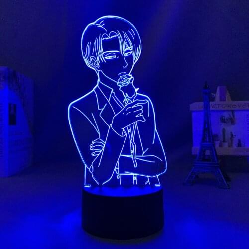 Anime Action Figure Led Night Light Manga Attack on Titan Levi Ackerman Rose for Kid Bedroom Decor Lamp Kawaii Room Decor Light