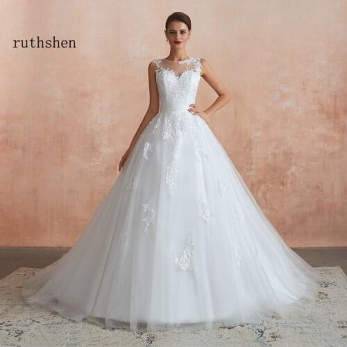 Ball Gown Wedding Dresses 2020 Sheer Neck Bride Dress Hot Vestido De Casamento Lace Bridal Gown