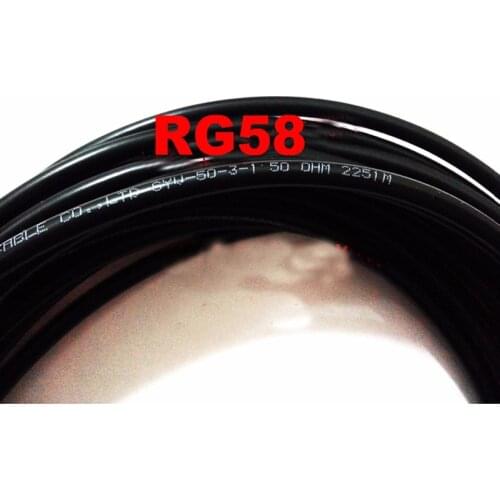Free shipping 10m high frequency Copper core RG58 Coaxial Cable OD 5mm 50ohm RG-58 RG58 RG58U for SYV-50-3