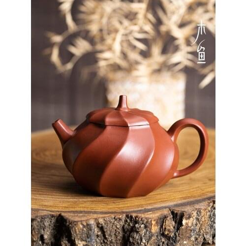Dahongpao spinning water caltrop pot raw ore handmade red sand pot household teapot ladybug tea pot Chinese purple sands teaware