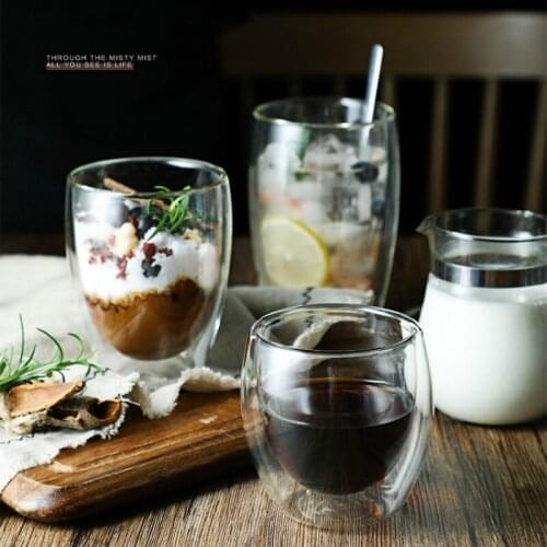 Bodum Design Two Layers Glasses Cappuccino Coffee Mug Beer Glass Smoothie Ice Cream Tea Juice Cola Cold Lemon Water Drinking Cup