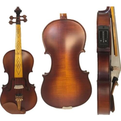 Beautiful brown color 4 strings 4/4 electric violin +Acoustic violin