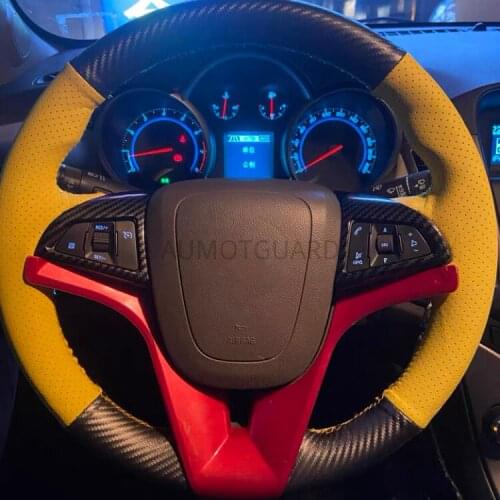 Gloss Carbon Fiber Steering Wheel Perforated Leather Compatible For Chevrolet Malibu 2016-2020 2017 2018 2019