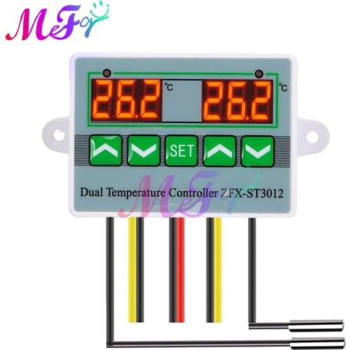 ST3012 Red LED Temperature Controller Dual Probe Thermostat Controller Incubator Thermoregulator Control Module 12V/24V/220V