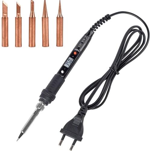 JCD 80W Soldering Iron Kits with Tips LCD Display Adjustable Temperature 220V Solder Iron Ceramic Heater Welding Repair Tools