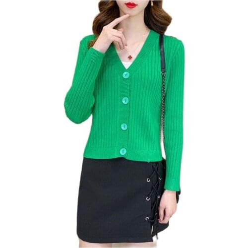 Knitted Cardigan Jacket Womens 2021 New Fashion Short Top Long Sleeve Clothes Sweater Women With Foreign M-3XL