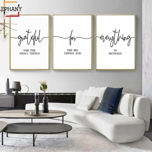 Grateful for Everything Nordic Home Decor Dining Room Kitchen Wall Art Canvas Painting Gratitude Family Quote Posters and Prints