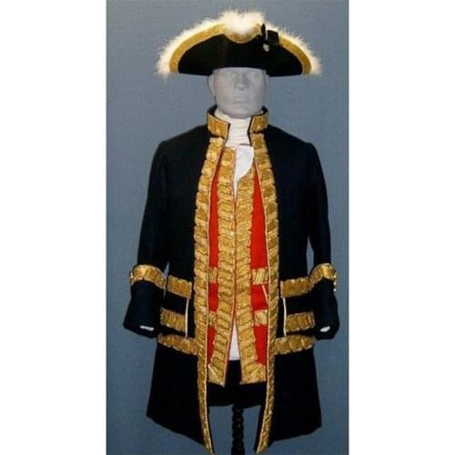 Cosplay legend Marquis Military Uniform Costume With Hat Adult Empire Military Officer Suit Custom Made H001