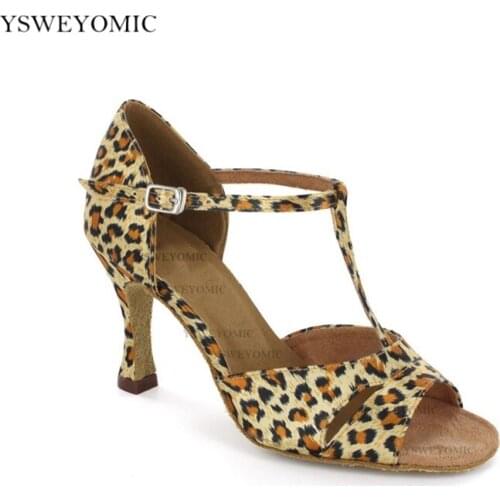 Leopard Women Dance Shoes Latin Woman Ballroom Latino Dancing Shoes Wedding Party Sandals Bachata Salsa Dance-shoes