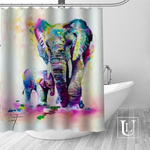 Hot Custom elephant Shower Curtains Polyester Bathroom Curtains With Hook Bath Curtain Bathroom Decor