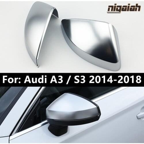 Matte Chrome Mirror Covers for Audi A3 2014-2018 Side Door Mirror Caps Replacement S3 2015-2018 Rearview Housing OEM Fitment