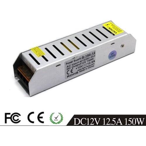 Mini Size 150W Switching Power Supply DC 12V 12.5A Driver AC 110-240V Input To DC12V Output SMPS for Led Strip Modules Lighting