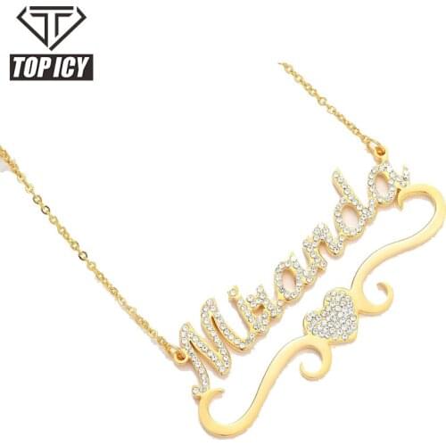 Fashion Custom Name 14k Gold Plated Name Plate Pendant Neckalce Children Jewelry Personalized Letter Necklaces
