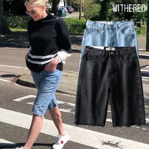 Dave&Di fashion blogger kendall jenner denim shorts women high street vintage washed burrs short feminino plus size women short