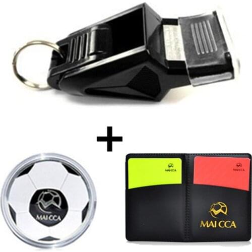 MAICCA 4 colour soccer football pick edge finder toss referee side coin Referee Red Card Yellow Card Soccer Pencil Notebook Set