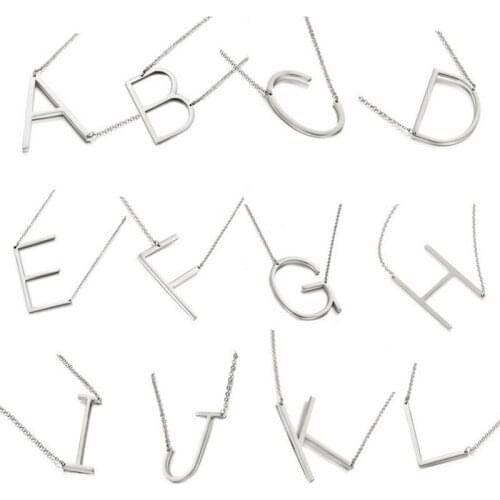 New alloy 26 letter stainless steel jewelry pendant necklace simple female personality clavicle fashion charm chain friend gift