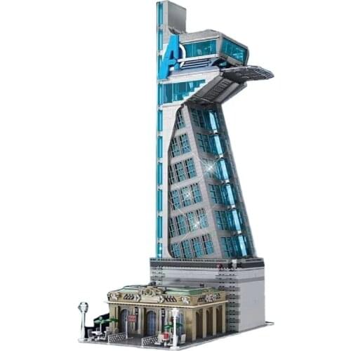 New 5883 PCS 55120 Hero Tower Iron Tower Man Base Model with LED Lights Building Block Bricks Toys Birthday Christmas Gifts