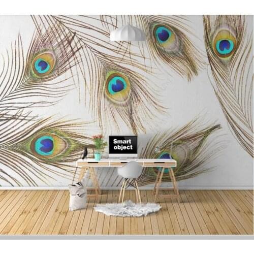 Papel de parede Peacock feather fashion modern 3d wallpaper,living room tv wall bedroom wall papers home decor bar cafe mural