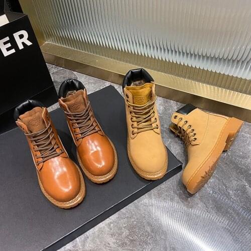 Autumn and winter models high top Martin boots tooling shoes locomotive boots big toe shoes small yellow boots
