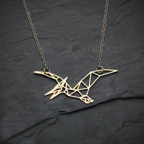 Pterodactyl dinosaur Origami statement necklace Jurassic Dinosaur pendant