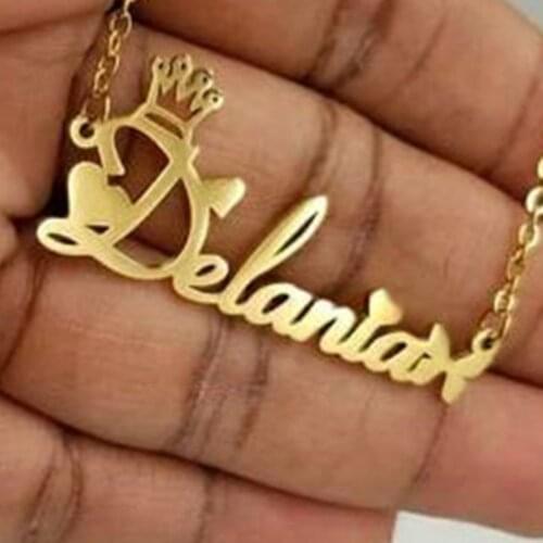 Card Package Crown Necklace Custom Name Pendant Personalized Handmade Nameplate Choker Birthday Gifts Stainless Steel Jewelry