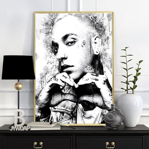 Blackbear Black White Watercolour Poster, American Singer Cool Boy Art Prints, Minimalism Nordic Style Figure Picture Home Decor